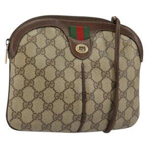 GUCCI GG Supreme Web Sherry Line Bag PVC Beige Gold 904 02 047 Auth 147496